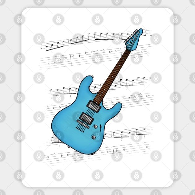 Guitar Tab Electric Guitarist Music Notation Musician (Blue) Sticker by doodlerob